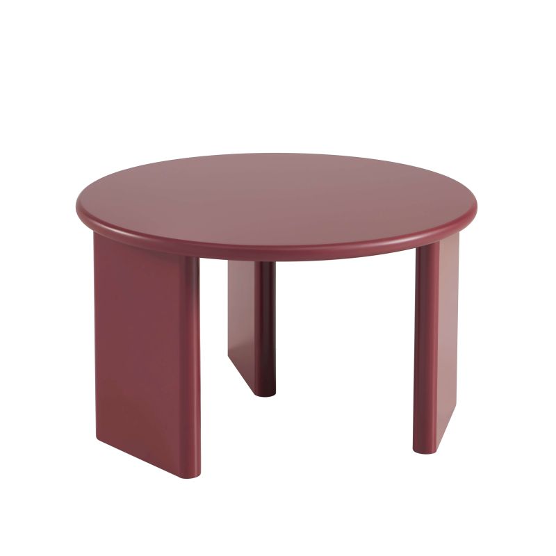 Table basse ronde KARIA effet laqué bordeaux
