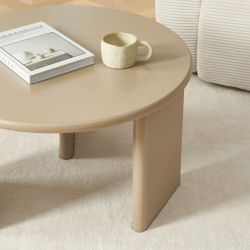 Table basse ronde KARIA effet laqué caramel