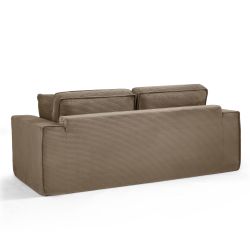 Canapé droit compressé et convertible EREBUS déplimousse 3 places velours côtelé taupe