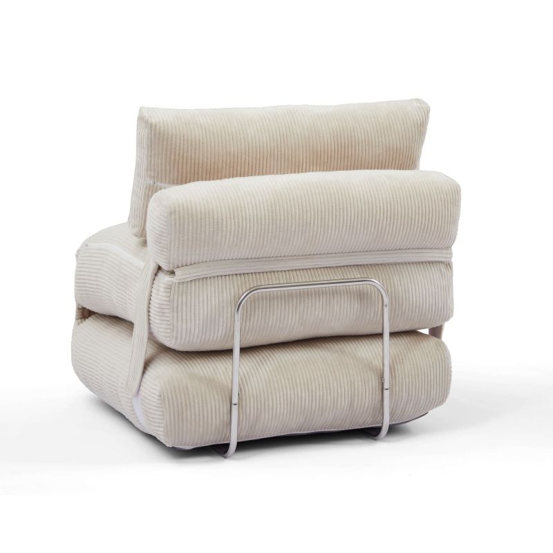 Fauteuil convertible compressé NYX en mousse 1 place velours côtelé beige
