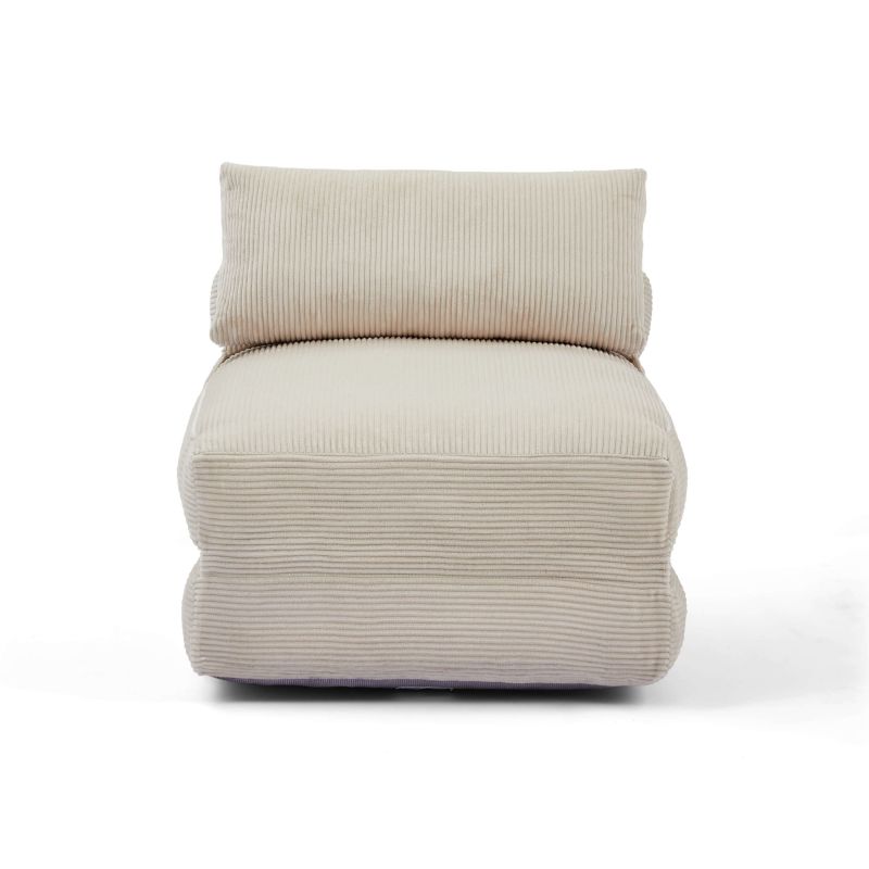 Fauteuil convertible compressé NYX en mousse 1 place velours côtelé beige