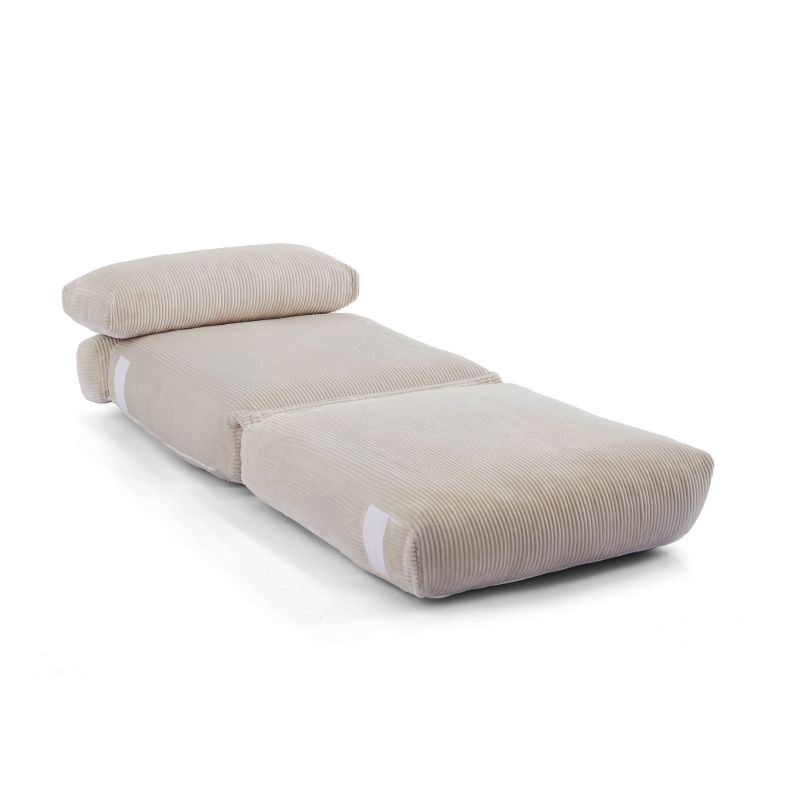 Fauteuil convertible compressé NYX en mousse 1 place velours côtelé beige