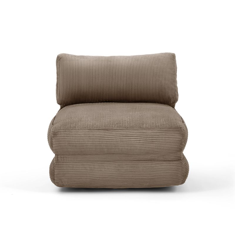 Fauteuil convertible compressé NYX en mousse 1 place velours côtelé gris