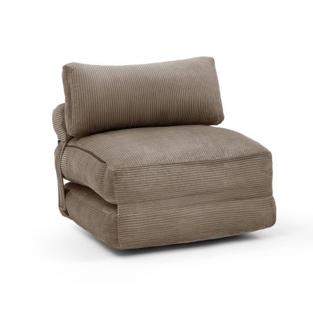 Fauteuil convertible compressé NYX en mousse 1 place velours côtelé gris