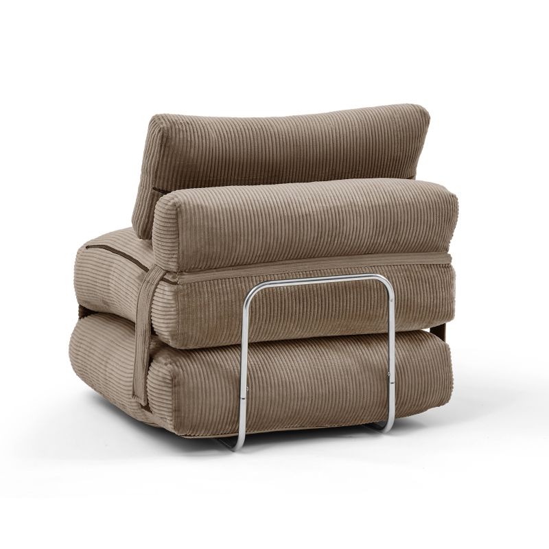 Fauteuil convertible compressé NYX en mousse 1 place velours côtelé gris