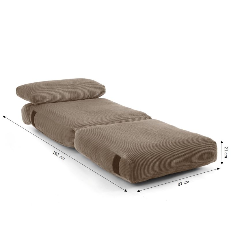 Fauteuil convertible compressé NYX en mousse 1 place velours côtelé gris