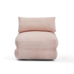 Fauteuil convertible compressé NYX en mousse 1 place velours côtelé rose