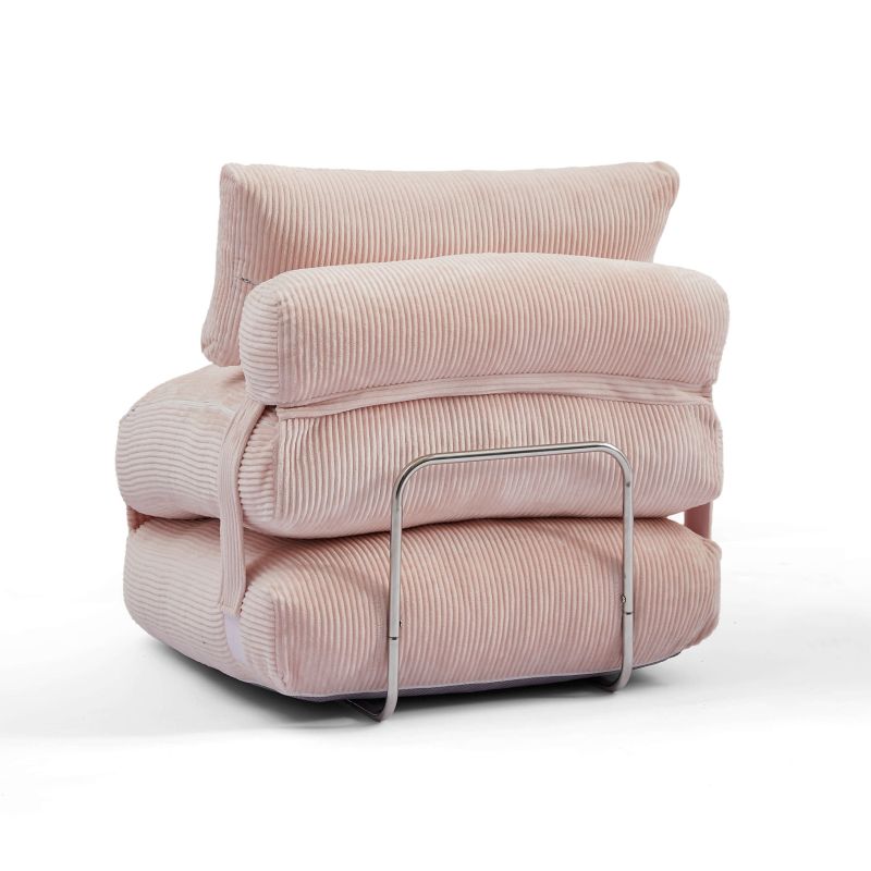 Fauteuil convertible compressé NYX en mousse 1 place velours côtelé rose
