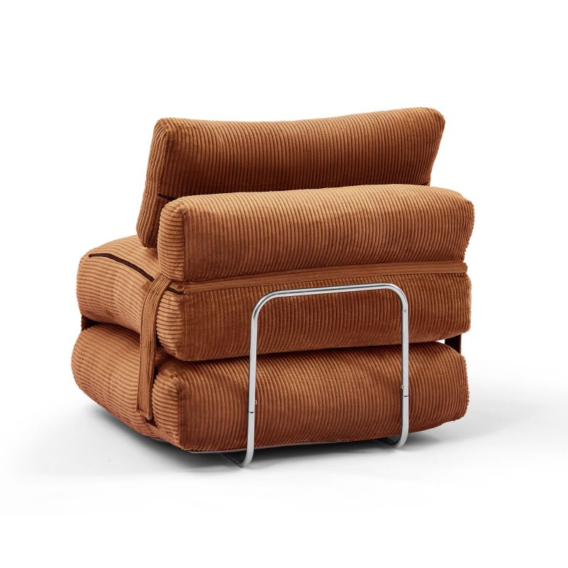 Fauteuil convertible compressé NYX en mousse 1 place velours côtelé terracotta