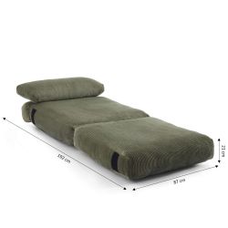 Fauteuil convertible compressé NYX en mousse 1 place velours côtelé vert