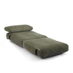 Fauteuil convertible compressé NYX en mousse 1 place velours côtelé vert