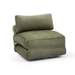 Fauteuil convertible compressé NYX en mousse 1 place velours côtelé vert