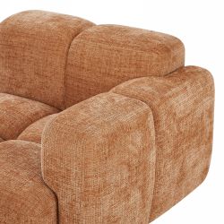 Canapé d'angle modulable ALENO 4 places tissu velours texturé terracotta