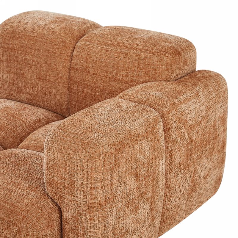 Canapé d'angle modulable ALENO 4 places tissu velours texturé terracotta