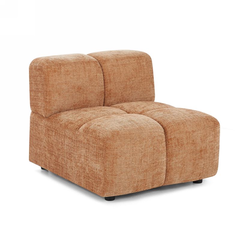 Canapé d'angle modulable ALENO 4 places tissu velours texturé terracotta