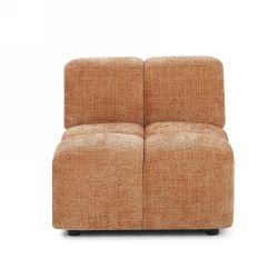 Canapé d'angle modulable ALENO 4 places tissu velours texturé terracotta