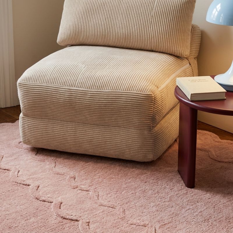 Fauteuil convertible compressé NYX en mousse 1 place velours côtelé beige