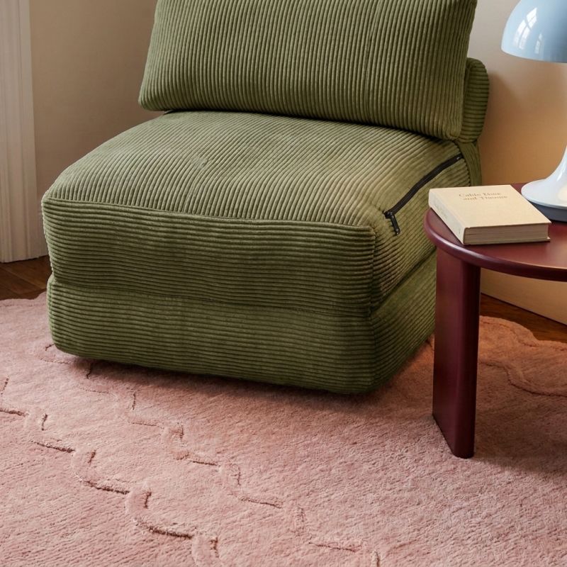 Fauteuil convertible compressé NYX en mousse 1 place velours côtelé vert