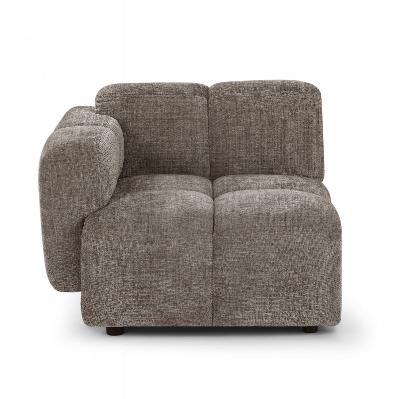 Canapé d'angle modulable ALENO 4 places tissu velours texturé marron