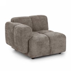 Canapé d'angle modulable ALENO 4 places tissu velours texturé marron