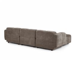 Canapé d'angle modulable ALENO 4 places tissu velours texturé marron