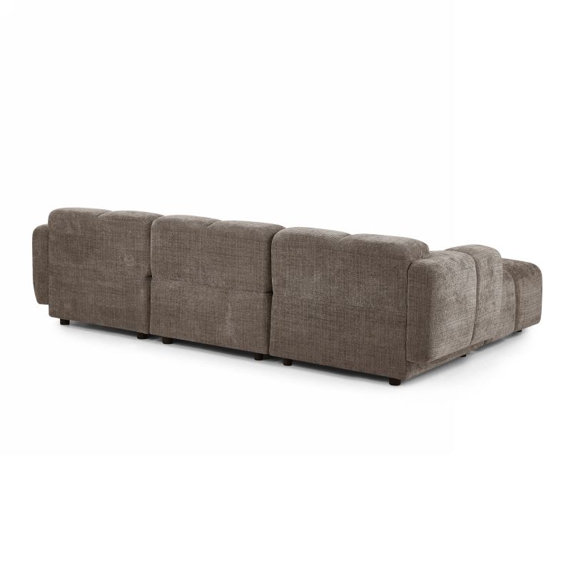 Canapé d'angle modulable ALENO 4 places tissu velours texturé marron