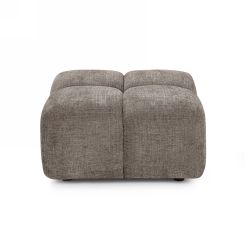 Canapé d'angle modulable ALENO 4 places tissu velours texturé marron
