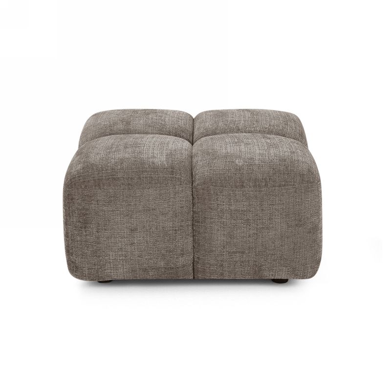 Canapé d'angle modulable ALENO 4 places tissu velours texturé marron
