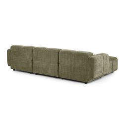 Canapé d'angle modulable ALENO 4 places tissu velours texturé vert