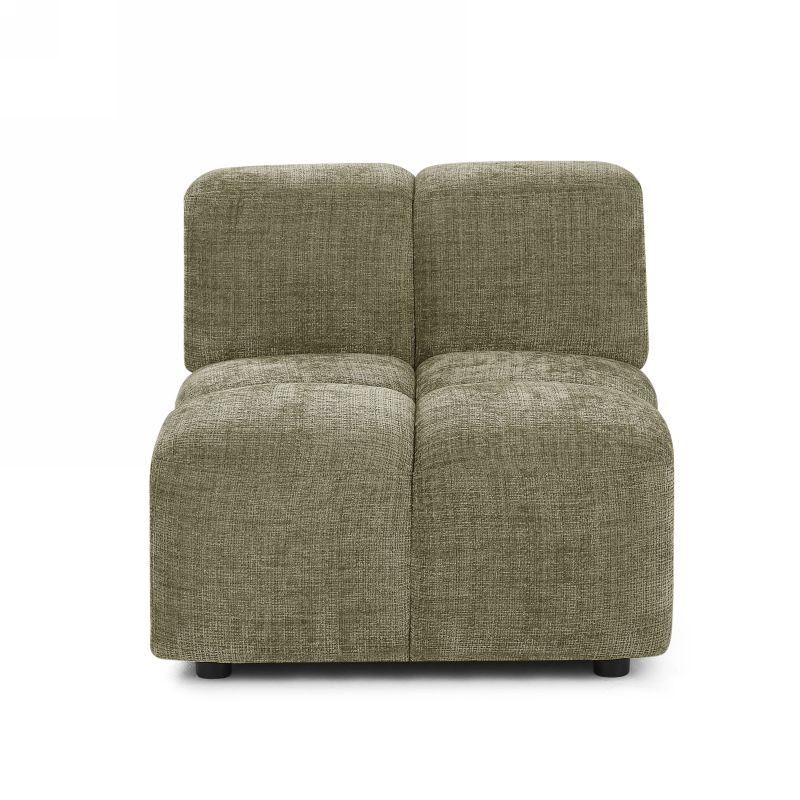 Canapé d'angle modulable ALENO 4 places tissu velours texturé vert