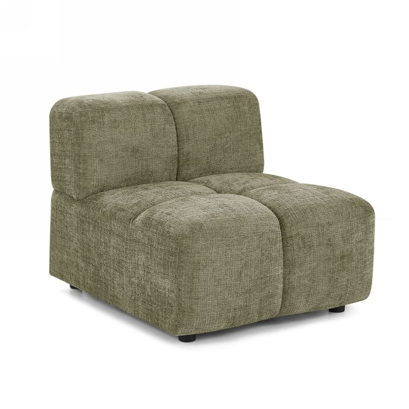 Canapé d'angle modulable ALENO 4 places tissu velours texturé vert