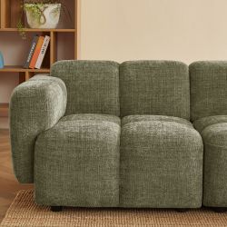 Canapé d'angle modulable ALENO 4 places tissu velours texturé vert