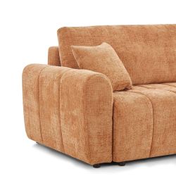 Canapé d'angle convertible et réversible JONEA 4 places tissu texturé terracotta