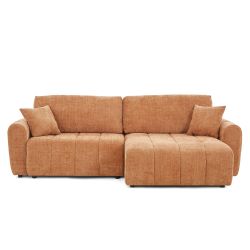 Canapé d'angle convertible et réversible JONEA 4 places tissu texturé terracotta