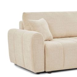 Canapé d'angle convertible et réversible JONEA 4 places tissu texturé beige