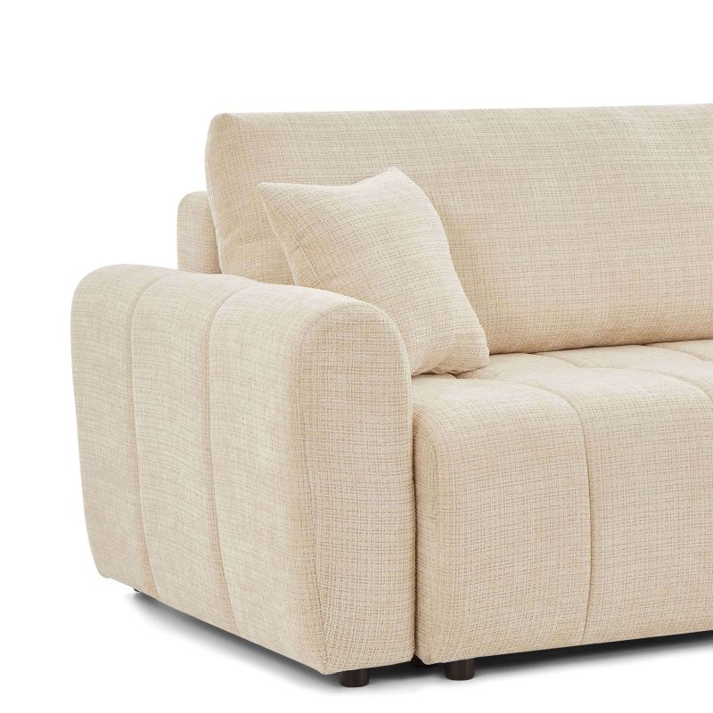 Canapé d'angle convertible et réversible JONEA 4 places tissu texturé beige