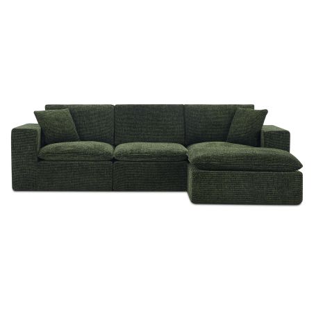Canapé modulaire compressé KENA 4 places tissu bouclette zebré vert