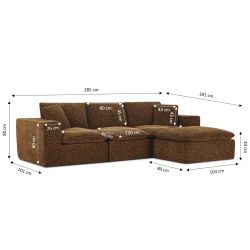 Canapé modulaire compressé KENA 4 places tissu bouclette zebré marron