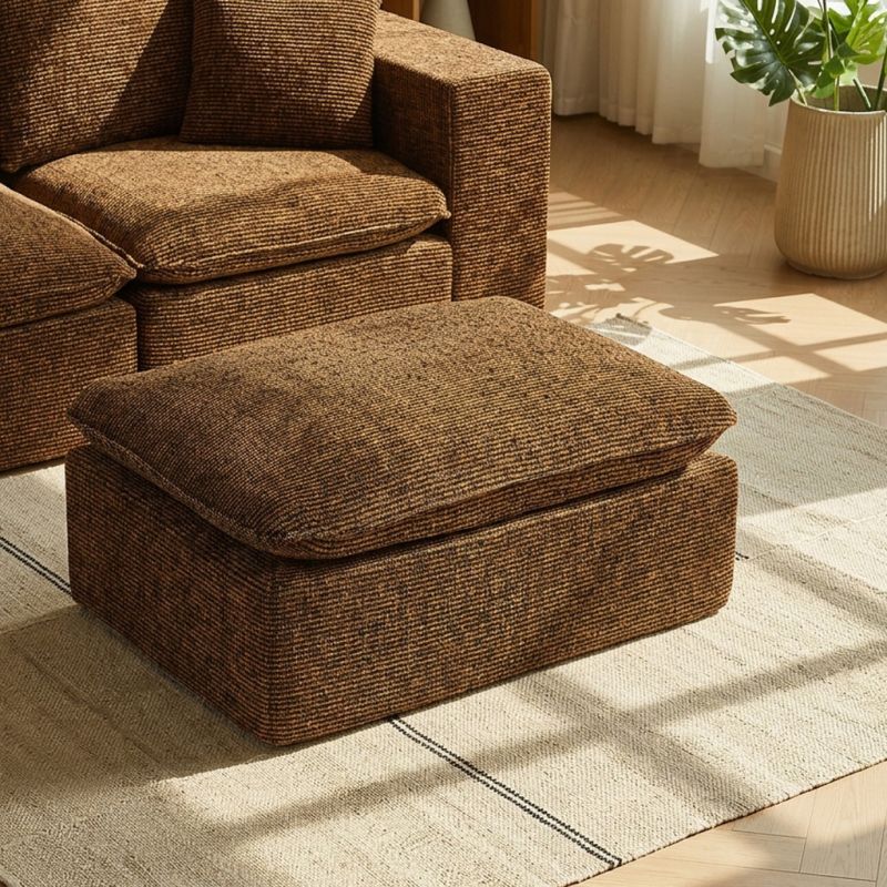 Canapé modulaire compressé KENA 4 places tissu bouclette zebré marron