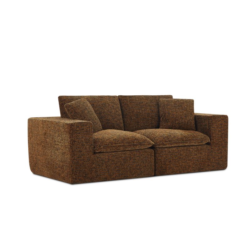 Canapé modulaire compressé KENA 4 places tissu bouclette zebré marron