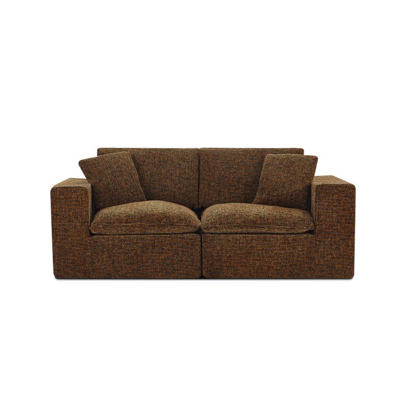 Canapé modulaire compressé KENA 4 places tissu bouclette zebré marron