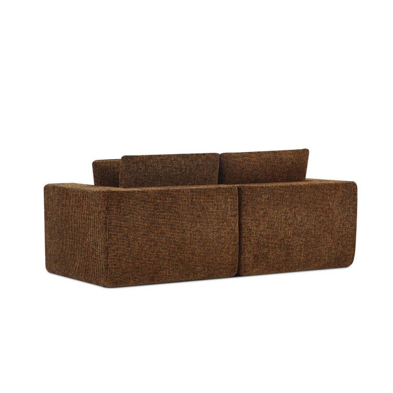 Canapé modulaire compressé KENA 4 places tissu bouclette zebré marron