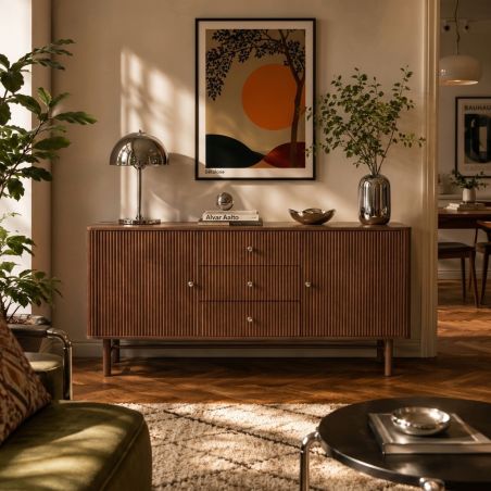 Buffet SKANSEN placage chêne teinté noyer 160cm