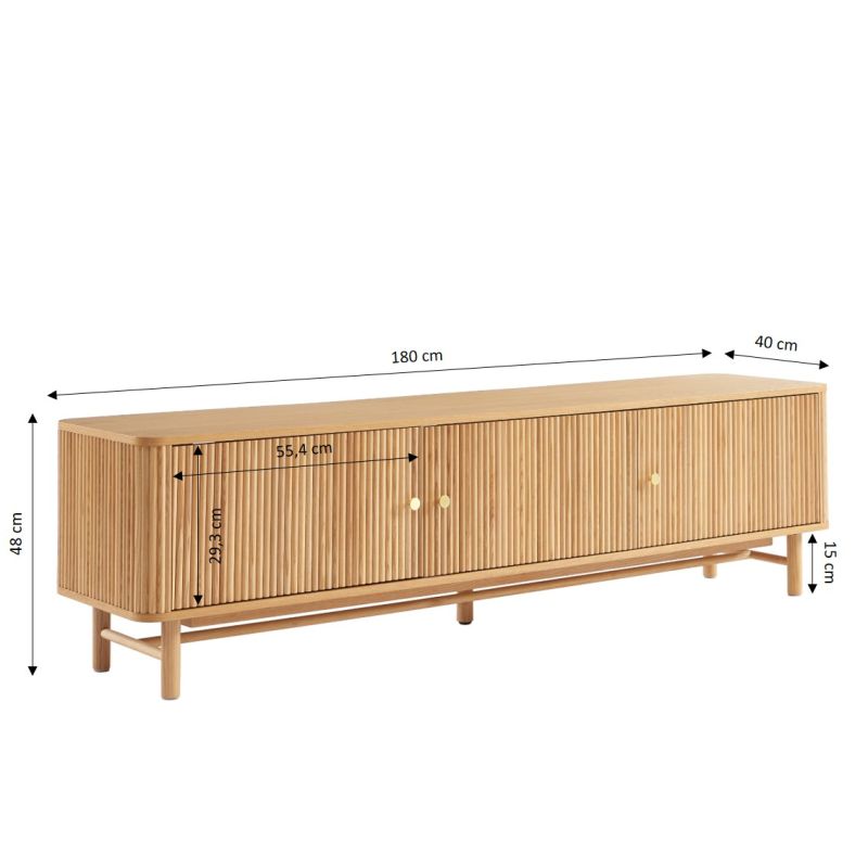 Meuble TV SKANSEN placage chêne 180 cm