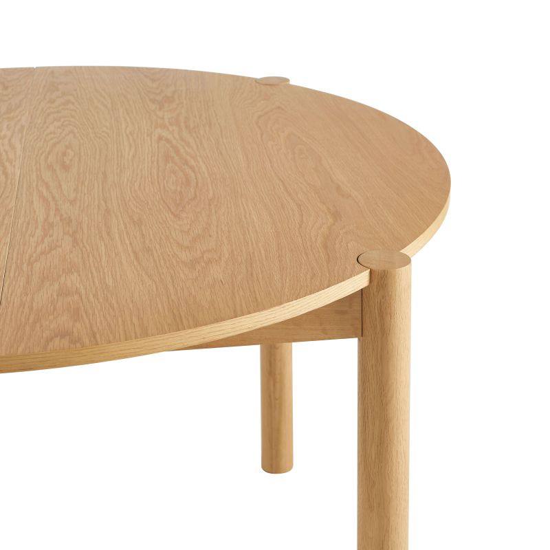 Table de séjour extensible MOON ronde placage chêne 120-200cm