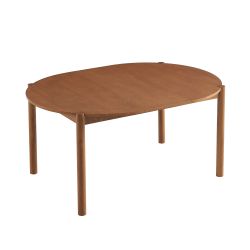 Table de séjour extensible MOON ronde placage chêne couleur noyer 120-200cm