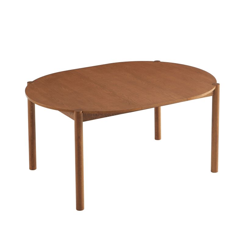 Table de séjour extensible MOON ronde placage chêne couleur noyer 120-200cm