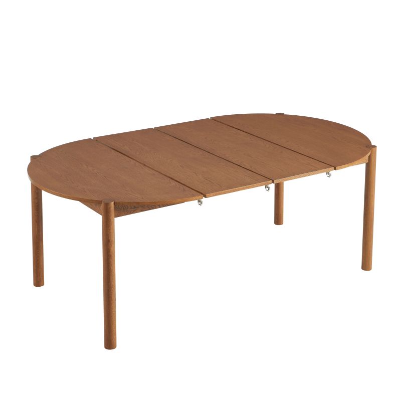 Table de séjour extensible MOON ronde placage chêne couleur noyer 120-200cm