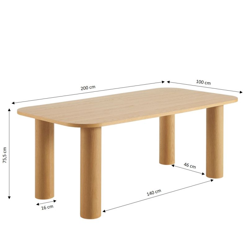 Table de séjour UKAA placage chêne 200cm