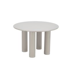 Table de séjour ronde NORI laquée brillante beige argile 120cm